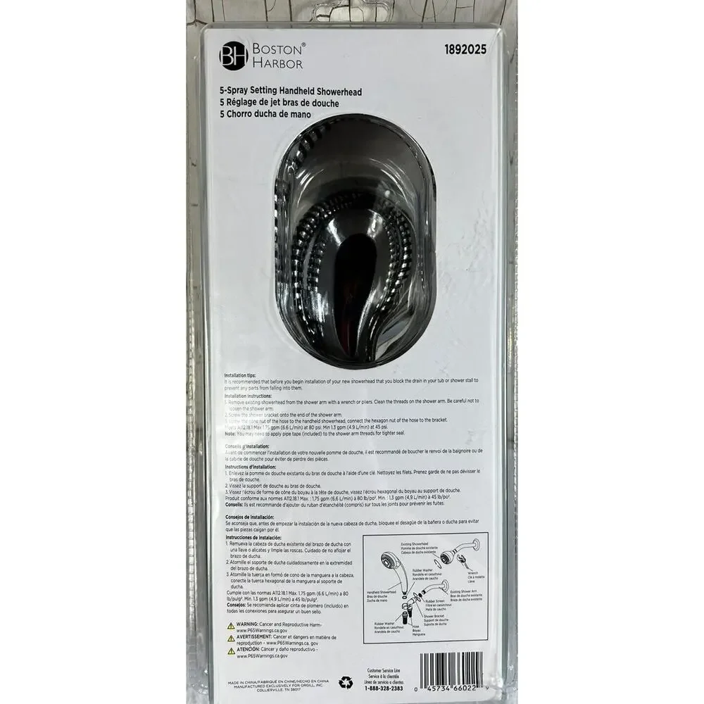 Boston Harbor 5 Spray Setting Handheld Showerhead Chrome NIB NOS